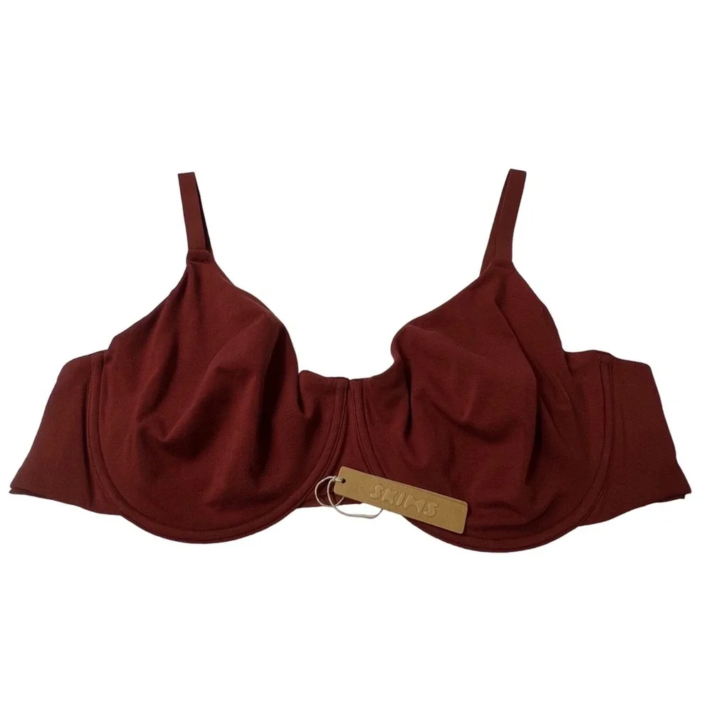SKIMS Cotton Jersey T-Shirt Underwire‎ Bra Sangria 44DDD